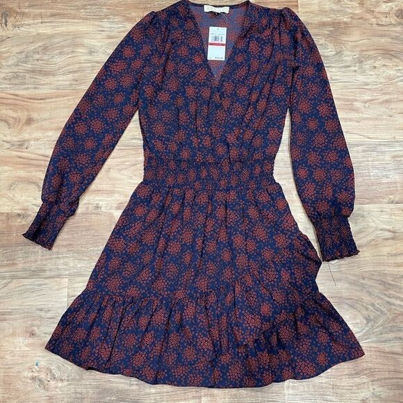 Michael Kors Womens Floral Fit & Flare Dress navy - Picture 2 of 8